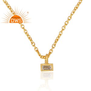 Colgante de Latón chapado en oro amarillo de 18 quilates, collar de cadena de moda para mujer de circón blanco, proveedor de joyería para mujer, regalo para ella - Product Image 3
