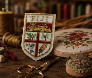 FIJI High Quality Lace Embroidered Patch <b>Sew</b>-On Fabric Badge Circular Luxury Design for Garment - Product Image 4