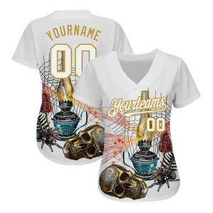 Customizable High Quality 100% Polyester Baseball Jersey Breathable Anti-UV Moisture Wicking Quick Dry V-neck Custom Team <b>Name</b> - Product Image 3
