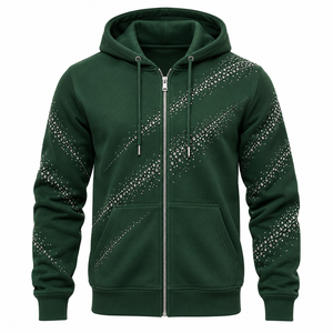 Custom Made Lightweight Comfortable Cotton/Polyester Eco-Friendly Breathable Top Trending Men's Solid Hooded <b>Rhinestone</b> <b>Hoodies</b> - Product Image 2