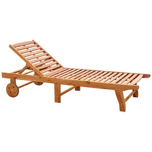 Sedia a Sdraio Pieghevole da Esterno in Legno di Acacia Colore Teak con Ruote per Prendere il Sole - Product Image 1