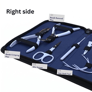 Kit d'outils professionnels pour l'application d'extensions de cheveux avec pinces à micro-anneaux, outil de retrait de perles, outil à crochet, pinces de sectionnement et aiguille - Product Image 4