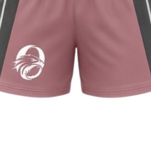 Unisex Dusty Pink Gray Sublimated Netball Shorts Polyester <b>Athletic</b> Fit Sportswear Side Stripe Panel Match Training Clothing - Product Image 5