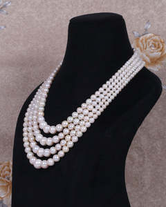 Natural Freshwater <b>Pearl</b> Gemstone Round Beads <b>Necklace</b> Jewelry Indian Wedding Jewelry Brass Silver Plated Jewelry <b>Set</b> - Product Image 3