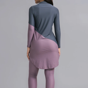 Muslim Swimwear New Women Modest Long Sleeves Sport <b>Swimsuit</b> High Cut Print Front Logo Polyester/Nylon <b>Islamic</b> Burkinis Zippers - Product Image 4