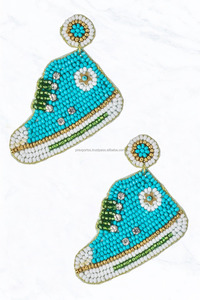 Pendientes de Aro Colgantes con Cristales de Estrás Geométricos Rojos Estilo Bohemia para Niños, Hechos a Mano con Cuentas, Ideales para Fiestas y Regalos - Product Image 4