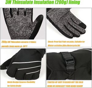 Cold Weather Waterproof Snowboarding Skiing Snow Mitts Gloves with Fingers Outdoor Winter Warm Black <b>Ski</b> Mittens for Men Women - Product Image 2