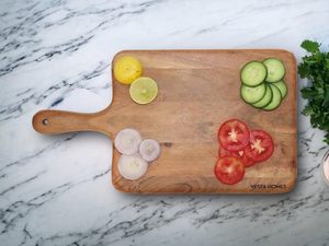 Vesta Homes <b>Wooden</b> Chopping Block Rectangle With Handle Single <b>Piece</b> Kitchen Cutting Board - Product Image 3
