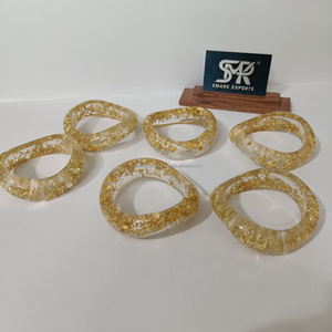 <b>Unique</b> Gold Flake Resin Craft Bangle Set Chunky Clear Acrylic Bracelets Handmade Designer Jewelry Women - Product Image 4