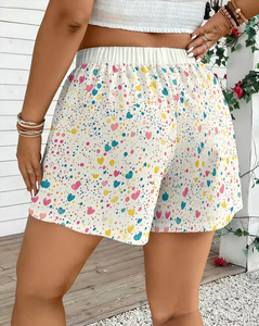 Women's Mid Elastic Waist Breathable Heart Print Loose Fit Pocketed Summer Casual Sports Shorts - Product Image 4