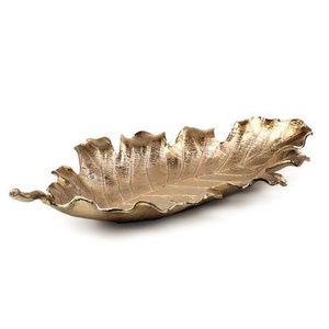 Plat de service décoratif Royal Leaf en métal, finition dorée, fait main, glamour - Product Image 1