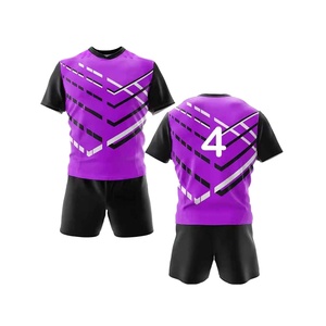 Conjunto de Uniforme de Fútbol Personalizado Azul y Negro para Hombre, Manga Corta, Transpirable, Antibacterial, de Poliéster Elástico - Product Image 4