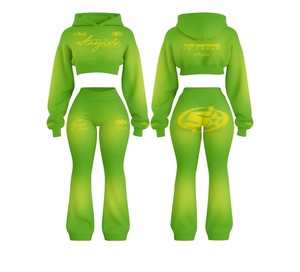 ชุดวอร์มสีชมพูสำหรับผู้หญิงของเพลยา คลับเสื้อแขนยาวติดกระดุม กางเกงขาบาน ชุดลำลองสำหรับพักผ่อน ฤดูใบไม้ผลิ - Product Image 6