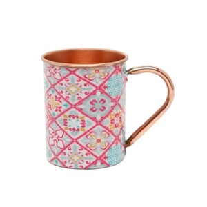 Steamy Sultry Modern <b>Copper</b> <b>Mug</b> with Large Capacity and Coaster for Healthy Drinking Water Use Made in India - Product Image 2