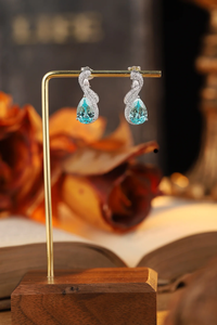 Pendientes de diamantes azules de corte pera de lujo con oro blanco y diamantes cultivados en laboratorio para mujer, joyería de boda con certificación IGI - Product Image 3