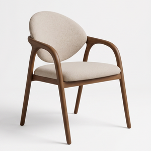 Fauteuil de salle à manger en bois moderne, minimaliste, écologique et durable, avec assise rembourrée et dossier rond, pour usage extérieur sur terrasse. - Product Image 3