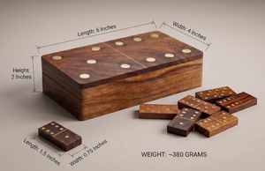 Jeu de société d'intérieur artisanal en résine et bois, écologique, avec dominos en bois de rose indien et jeu de tic-tac-toe - Product Image 1