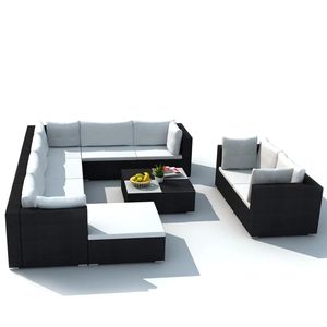 Juego de 10 Muebles de Patio en Negro y Blanco Crema - Product Image 4