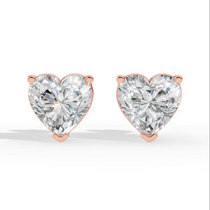 Boucles d'oreilles solitaires en diamant de laboratoire taille cœur romantique, or 10 carats, bijoux fins de luxe, fournisseur en gros - Product Image 1