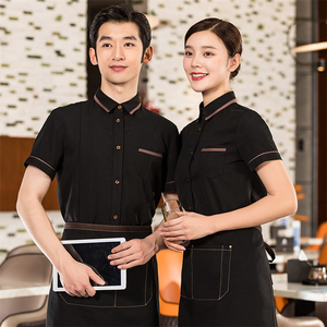 Chemises de serveur unisexes personnalisées à manches courtes pour restaurant, cuisine, traiteur, bar – Uniformes de caissier/carteuse - Product Image 2