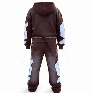 Conjunto de Sudadera con Capucha y Pantalones Jogger de Dos Piezas Tallas Grandes 2026 con Estampado Lavado Ácido, Ropa Casual Urbana y Deportiva al por Mayor para Hombre Bordado - Product Image 2