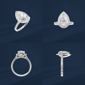 Anillo de Diamantes con Corte Pera de Platino PT900 para Mujer, Certificado IGI, Color D Natural, Anillo de Compromiso de Lujo con Halo de Piedras Laterales - Product Image 6