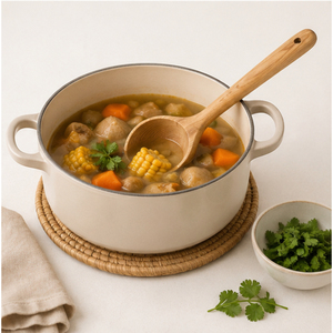 Ensemble de cuillères de cuisine en bois – Ustensiles de cuisine en bois de qualité supérieure, antiadhésifs, durables, avec long manche, louche à soupe – Vente en gros - Product Image 4