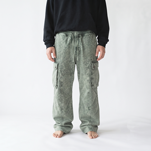 Men's Acid Wash Cargo Jogger Pants Oversized Loose Fit Multi Pocket Cotton Sweatpants Streetwear Casual Trousers - Product Image 4