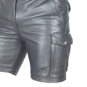 Shorts cargo gris pour homme, taille mi-haute, avec passants de ceinture, respirants, décontractés, avec poches, couleur unie, tissu tissé - Product Image 5