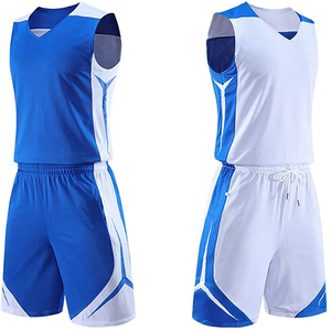 Ensemble de maillot de sport en mesh réversible et short de basket-ball bleu/blanc, taille plus 6XL, uniformes de sport - Product Image 1