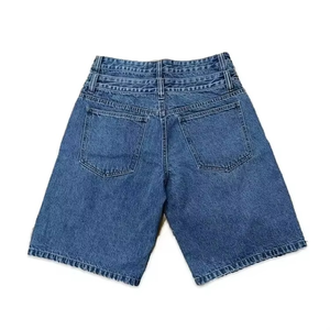 Pantalones Cortos de Mezclilla Anchos de Cintura Alta para Hombre, Estilo Y2K Streetwear, con Cintura Superpuesta, Jorts Skater, Logotipo Personalizado, Oversize, Tejido de Verano de Secado Rápido - Product Image 3