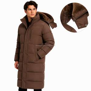 Manteau long matelassé sans capuche pour homme, veste d'hiver chaude à col montant, vêtement d'extérieur matelassé, manteau décontracté tendance, fabricant sur mesure - Product Image 3