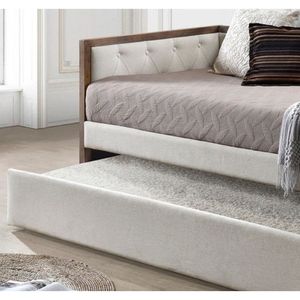 Mobili moderni per la casa Ultra elegante 1 pezzo struttura in legno massello Beige tessuto imbottito con Tufted Daybed per soggiorno - Product Image 2