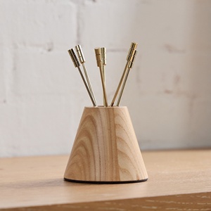 Minimal Wooden Cocktail Pick Holder with Gold Finish Picks Stylish Durable <b>Bar</b> Accessory Elegant Home <b>Bar</b> Essential - Product Image 1