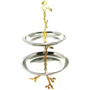 Wholesale Elegance Stainless Steel <b>3</b>-<b>Tier</b> Beaded Buffet Serving <b>Stand</b> Round Silver Metal Dessert & <b>Cake</b> Display Platter For Sale - Product Image 5