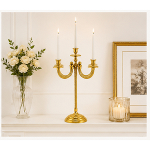 Candelabro de metal dorado de lujo con 5 brazos, centro de mesa para bodas, venta al por mayor de fábrica, portavelas metálico vintage para fiestas - Product Image 2