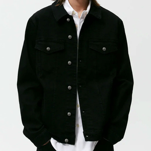 Chaqueta Vaquera Negra Bordada Personalizada para Hombre, Estilo Otoñal, de Alta Calidad, Holgada y a la Moda - Product Image 5