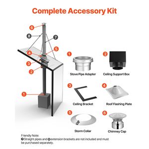 Kit passante per parete in acciaio inossidabile per canna fumaria da 6 pollici con cappuccio antipioggia e caratteristiche impermeabilizzanti per tetto - Kit e ricambi CKD - Product Image 3