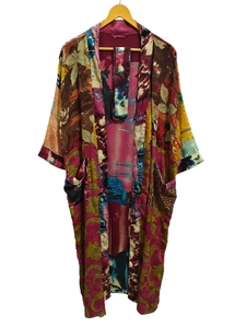 Robe kimono de luxe en soie patchwork, cache-maillot de bain, tenue de nuit, longue robe, kimono indien vintage fait main en soie de sari recyclée - Product Image 5