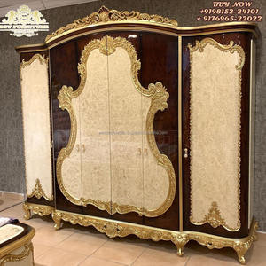 Armoire de style européen noir royal pour chambre Armoire en bois sculpté à la main en or noir Armoire en bois roumain pour chambre à coucher - Product Image 3