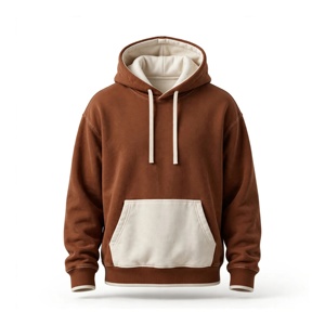 Men's <b>Brown</b> 100% Cotton <b>Fleece</b> Hoodie 370GSM Regular Fit Casual Pullover Sweatshirt Soft Smooth Fabric Winter Wear - Product Image 1