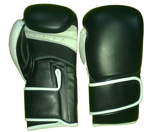 Gants d'entraînement de boxe en cuir noir avec fermeture Velcro pour adultes, design respirant pour la pratique des arts martiaux - Product Image 1