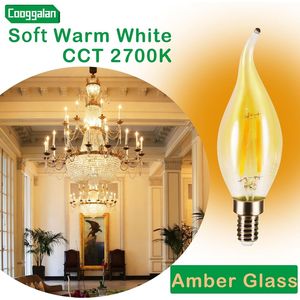 Bombilla LED Candelabro E12 Ámbar Regulable de 25 Vatios Equivalente, CA11 2W, Filamento Decorativo con Punta de Llama para Lámparas de Araña - Product Image 4
