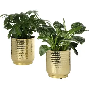 Jardinière en métal élégante avec surface dorée pour les événements de mariage, la décoration de la maison et du jardin, et les présentations élégantes en intérieur et en extérieur - Product Image 4