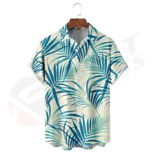 Camisa Tropical de Manga Corta Casual para Hombre, con Botones, Tejido Satinado, Teñido, para Vacaciones de Verano en la Playa, 280gsm - Product Image 5
