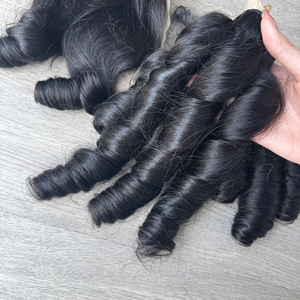 Paquetes de rizos hinchables de súper doble dibujado de Venta caliente Color Natural Virgen cruda cabello humano vietnamita cutícula alineada de alta calidad - Product Image 2