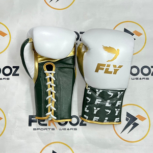 Professional Leather Fly White Green Gold Lace-Up Leather Adult Training Gear Gym Training Equipments Premium Quality Sparring - Product Image 6