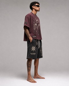 Ensemble court pour homme de haute qualité, respirant, personnalisable, t-shirt et short, ensemble deux pièces oversize, t-shirts et shorts pour homme - Product Image 3