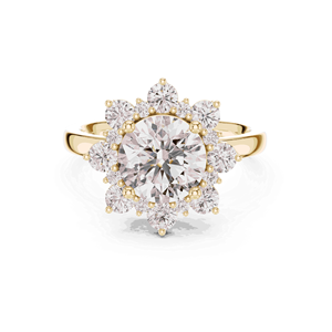 Bague en or massif 18 carats d'inspiration jardin, mettant en valeur un diamant de laboratoire couleur E de 2,00 CTW avec des accents floraux de 0,74 CTW, pour un cadeau spécial - Product Image 1