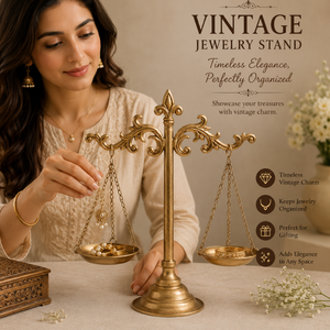 Vintage Brass Balance Scale Jewelry Stand Decorative Necklace Holder Display Rack for Earrings Rings Bracelets and Home Storage - Product Image 3